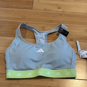 Adidas Gray Sports Bra with Neon Green Band
